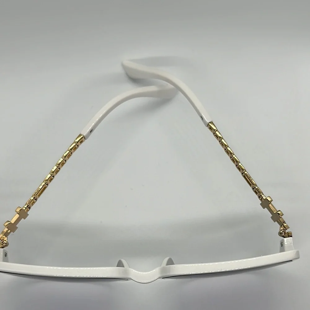 Chic Oversized Square Sunglasses - White Frame, Gold Accents, UV Protection NWT